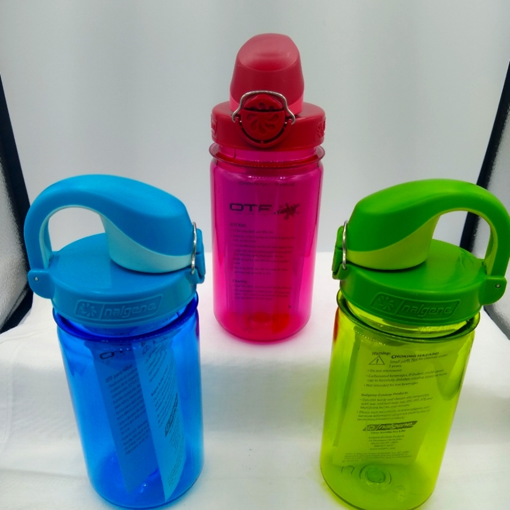 Nalgene OTF Kids 12ozPlastic WaterBottle LeakProof LockBail(Choose:Red,Blu,Grn)